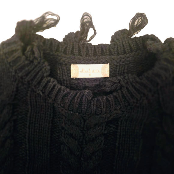 Altar’d State Cropped Black Boho Sweater M Oversized - Picture 12 of 16